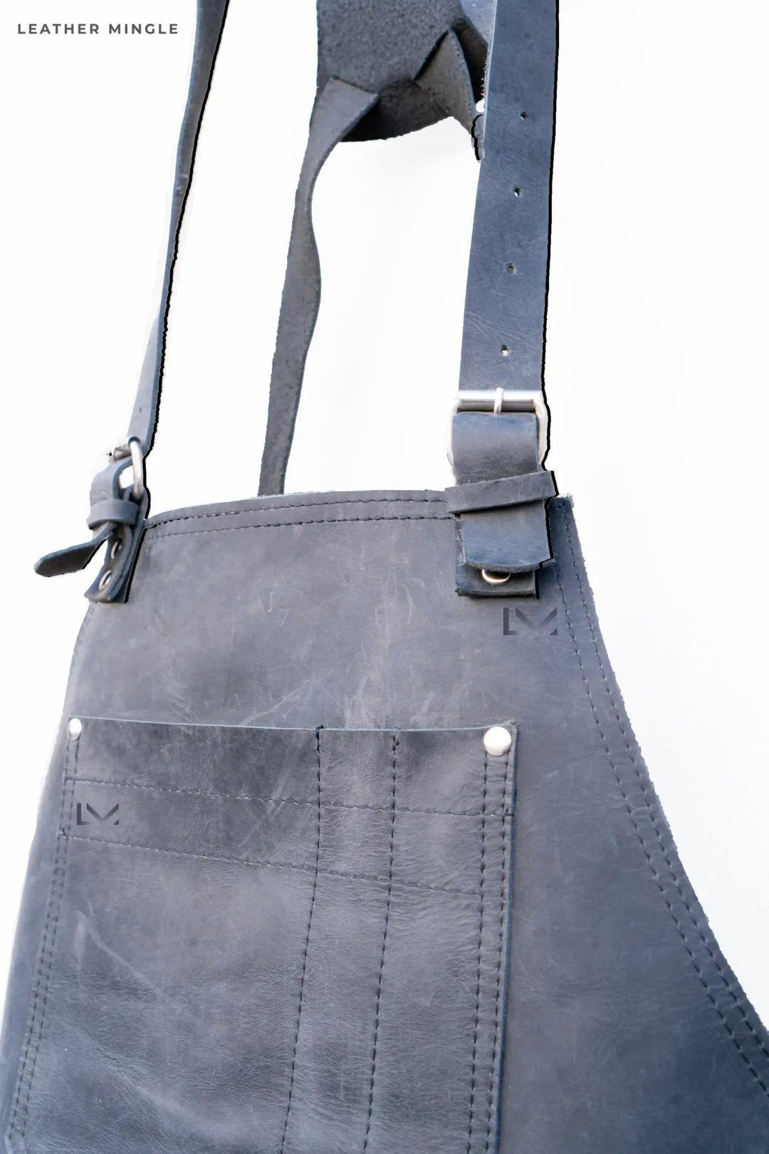 Dark Blue Leather Apron- Leather Mingle