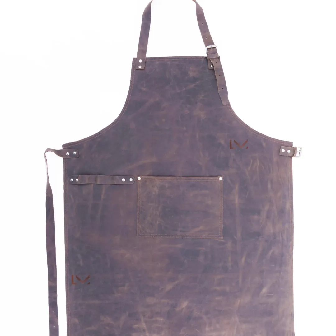 Dark Brown Leather Apron-Leather Mingle