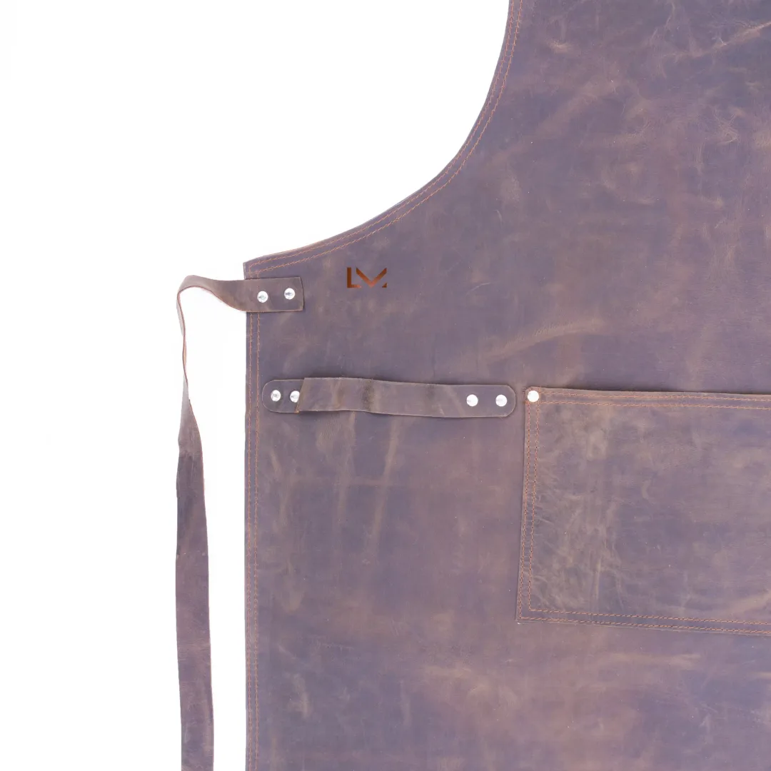 Dark Brown Leather Apron-Leather Mingle