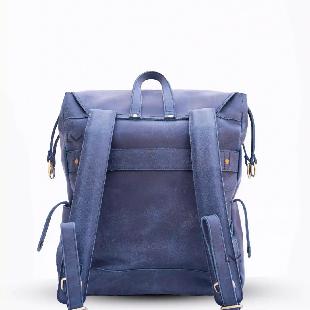 Blue Leather Backpack - Leather Mingle