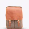 Brown Leather Canvas Backpack - Leather Mingle
