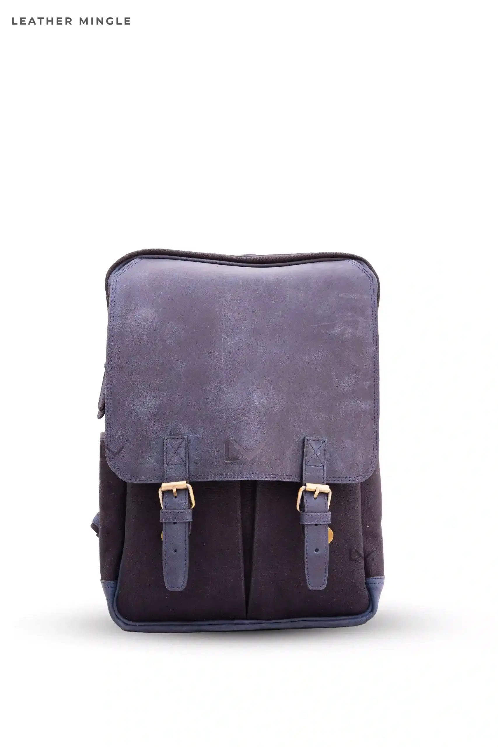 Unisex Navy & Black Urban Leather Backpack (4) Unisex Navy & Black Urban Leather Backpack
