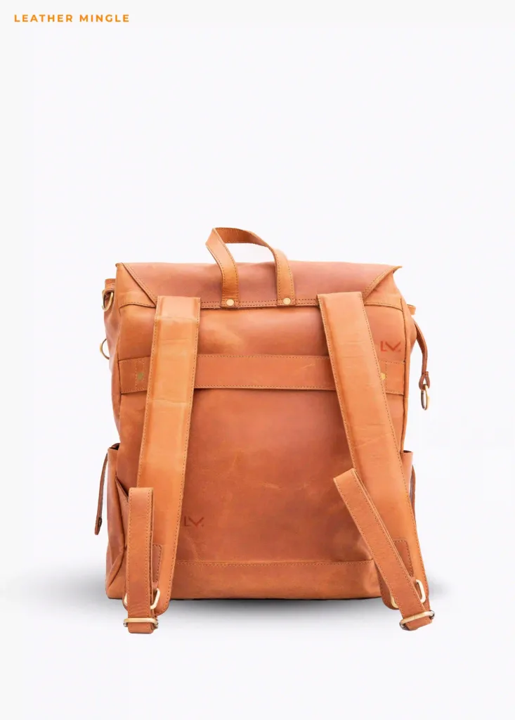 Vintage Brown Leather Flap Top Backpack