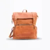 Vintage Brown Leather Flap Top Backpack