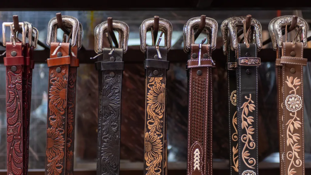Western Tooled Leather Belt Guide - Leather Mingle